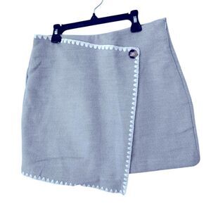 Commense Gray Mini Skirt Asymmetrical White Stitching Trim SZ M NEW